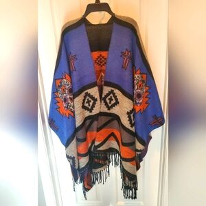 Sugar Skull Geometric Pattern Poncho